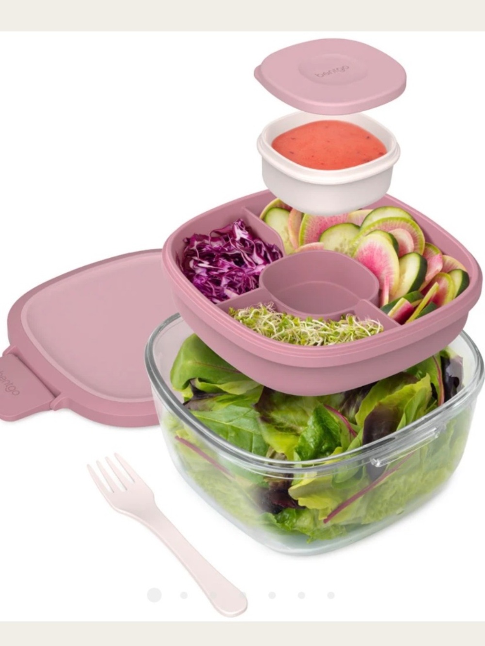 🥬Bentgo Glass All-In-One Salad Container - Rose🥬 - Picture 5 of 8